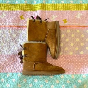 UGG Brown Suede Boots with Bows